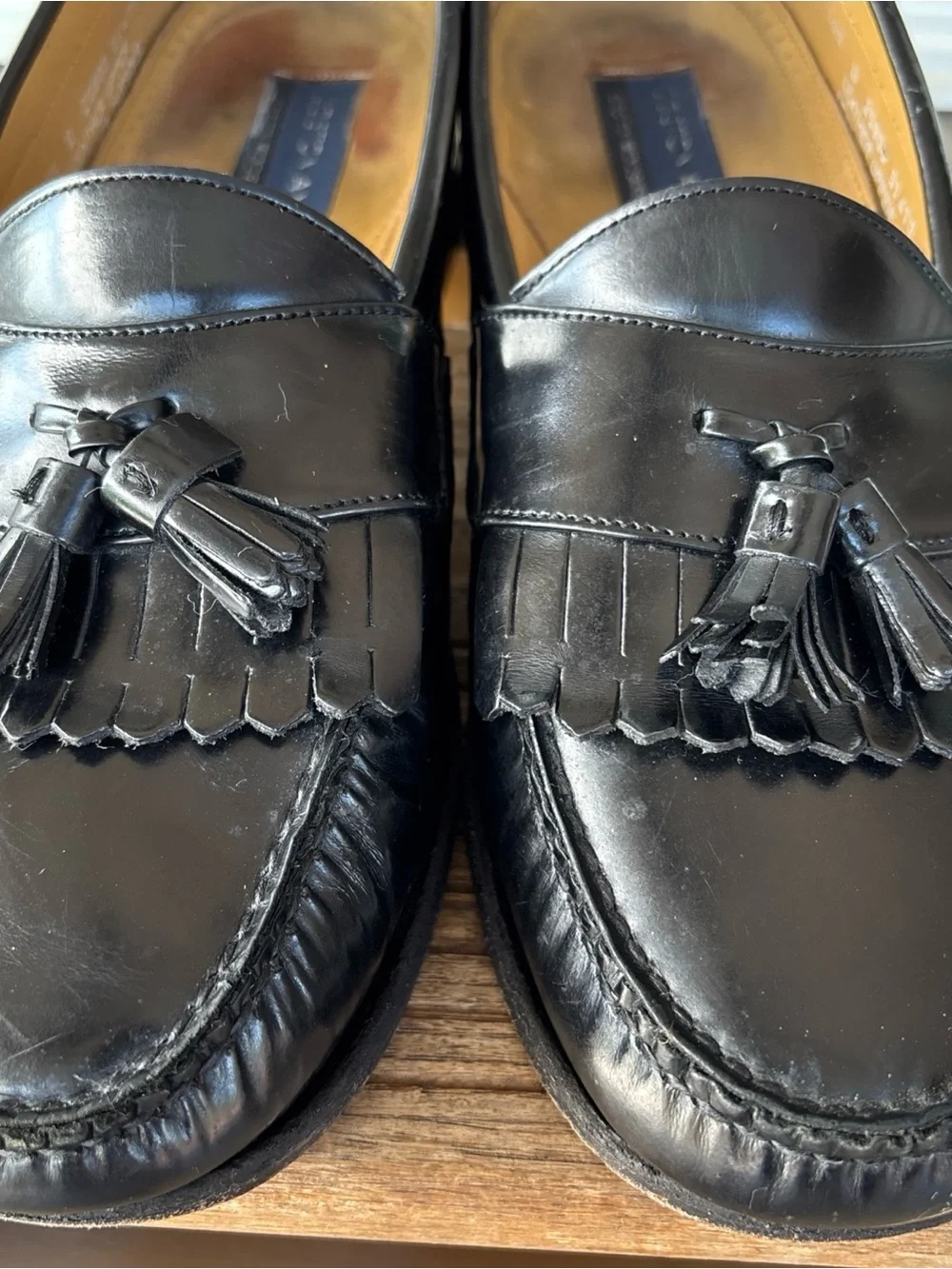 Bostonian Crown Windsor Black Leather Tassel Kiltie Loafers men’s 10.5 D